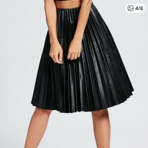 Monteau Black A-Line Pleated Skirt
